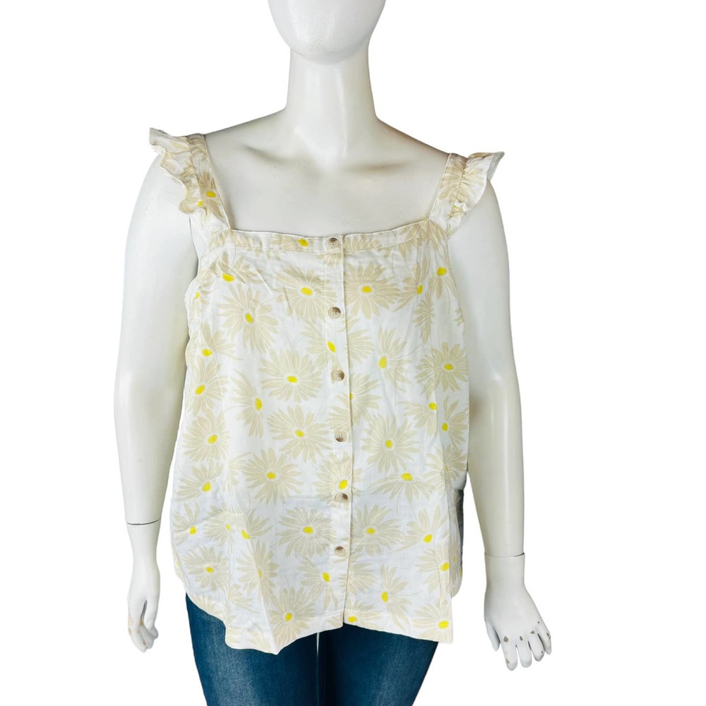 New Torrid Womans Sz 5 5X Plus Ruffle Button Front Tank Daisy Floral NWT - Picture 2 of 8